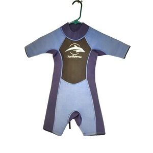 Konfidence Shortie Wetsuit Size 3/4 years Black/Blue Boys Rear Zip w/pull